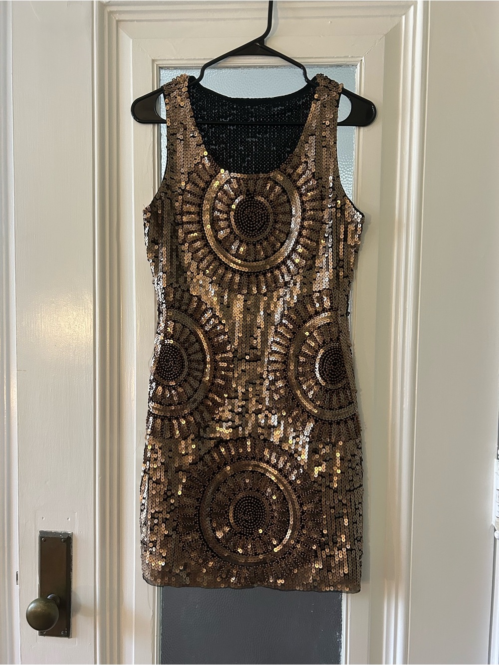 Sequined Gold Cocktail Dress - Halloween Gatsby/ Roaring 20s/ Flapper Dress